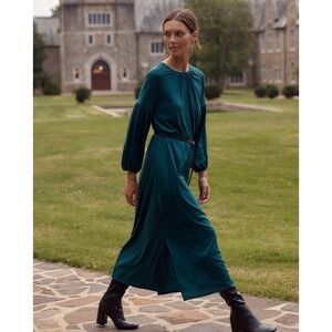 Billy Reid Keyhole Midi Dress Dark Teal Wool Size Large